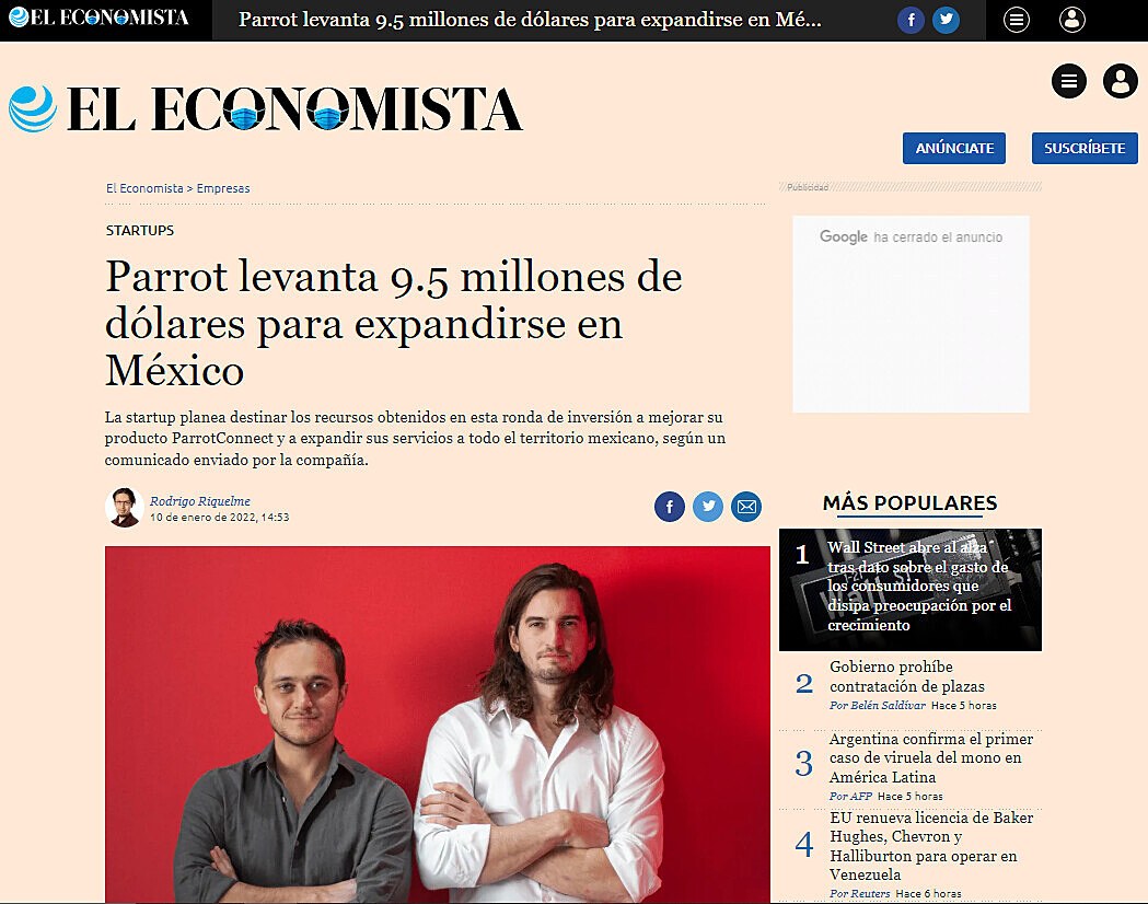 Parrot levanta 9.5 millones de dlares para expandirse en Mxico